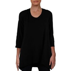 CUPIO BLUSH Womens Black Knit Round Neck Handkerchief Top S